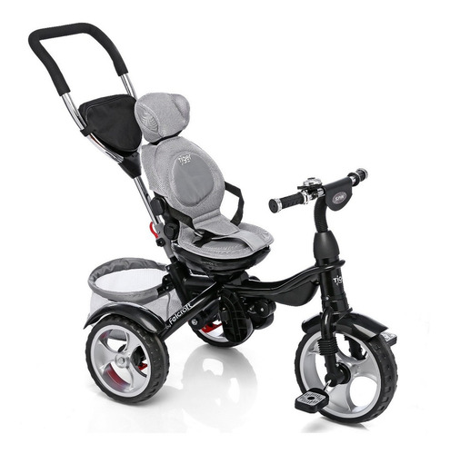 Triciclo Felcraft Spin Asiento Gira 360 Manija Canasto Color Gris