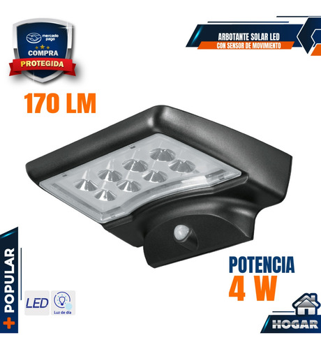 Arbotante Solar Led 4 W Con Sensor De Movimiento 49073