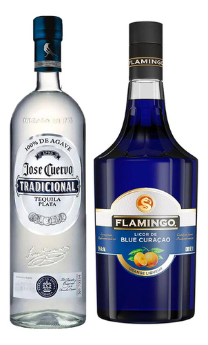 Tequila Jose Cuervo 950 Ml + Licor Flamingo Blue Curacao 1 L