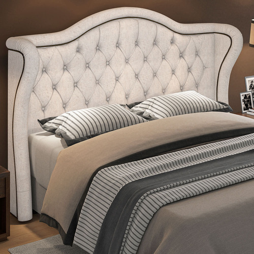 Cabeceira Cama Box Casal Quarto140cm Lisboa Linho Bege