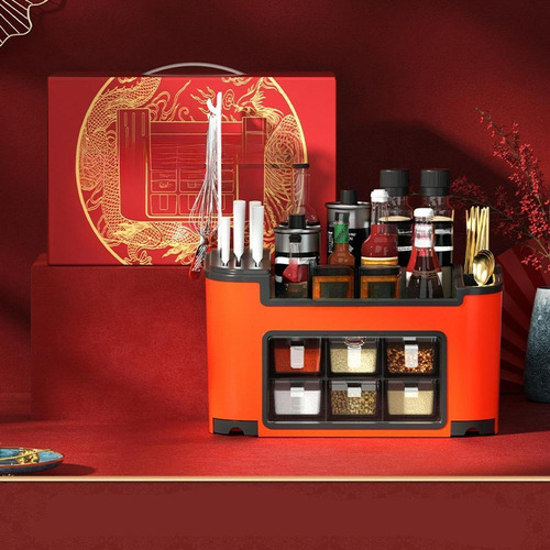 Organizador De Almacenamiento De Cocina Condimento Rojo