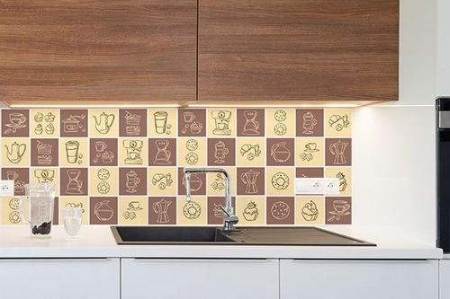 Adesivo De Azulejo Cozinha Hora Do Café 20x20cm Com 24un Cor Marrom