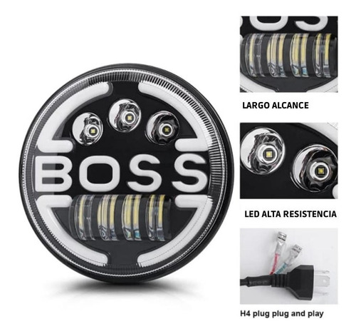 Faro Led 7 Pulgadas Boss Drl Blanco Ambar Jeep Vocho Orig