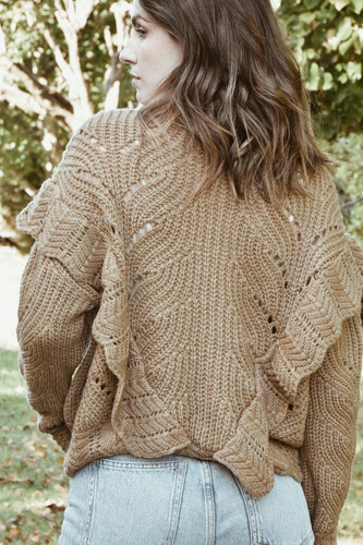 Sweater Invierno Mujer Marron Volados