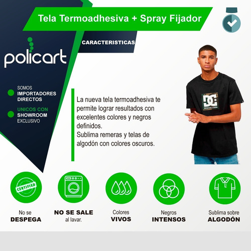 Kit Sublimacion Remera Algodón Tela Termoadhesiva+aerosol Ya