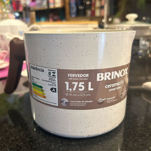 Leiteira Fervedor De Indução Brinox Ceramic Life 1,7l Ø14cm Cor Vanilla