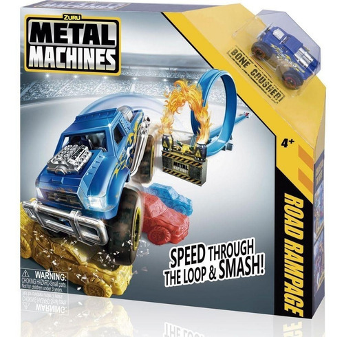 Metal Machines Road Rampage Pista C/ Loop E Lançador Candide Cor Azul