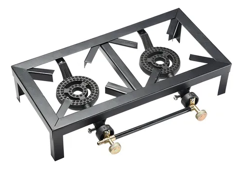 Anafe a Gas con 2 Hornallas Portatil Camping Color Negro