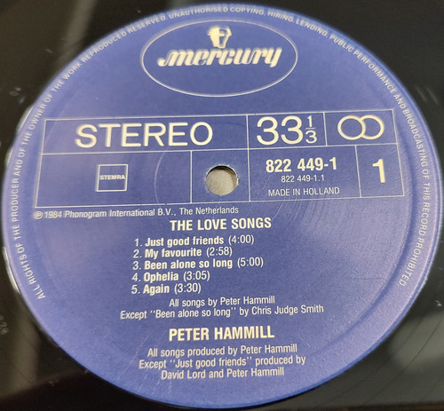 Peter Hammill The Love Songs Lp Holanda 1ra Ed Van Der Graaf (Usado)