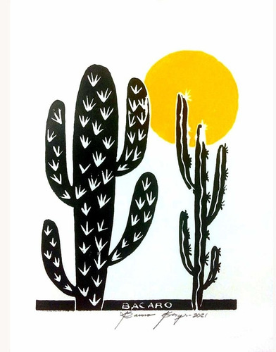 Xilogravura J.borges (assinada) - Mandacaru 2