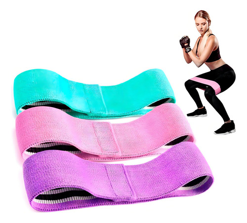 Kit 3 Hip Mini Band Elástico Tecido Agachamento Yoga
