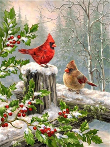 Pinta Por Números Diy Two Cardinals In The Snow Cnpanda