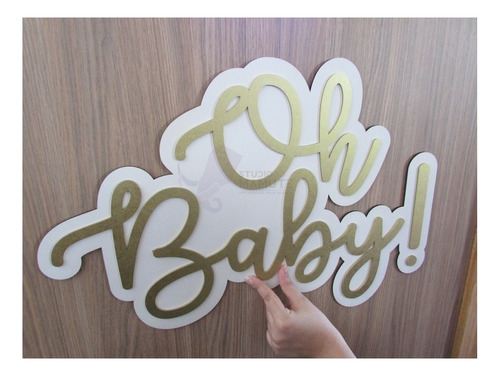 Placa Decoração Aniversário Oh Baby Dourado Painel 60x40cm