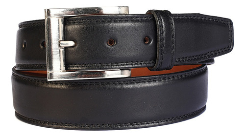 Cinturon Studebaker Doble Costura Cuero Negro