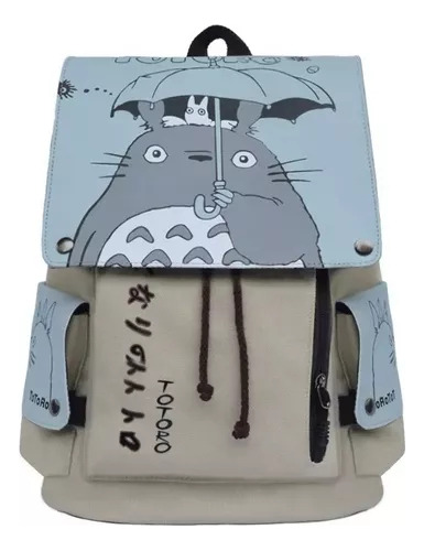 Mochila Estudantil De Anime Hayao Miyazaki Totoro Cor Chinchilla