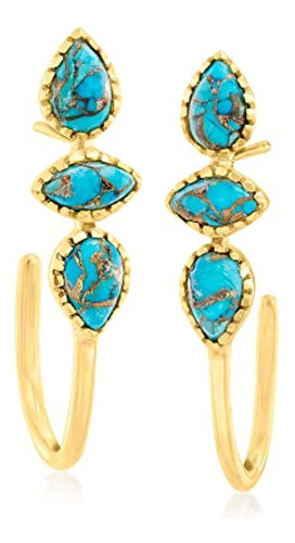 Ross Simons Aretes Aro Geometricos Turquesa En Oro 18 Quilat