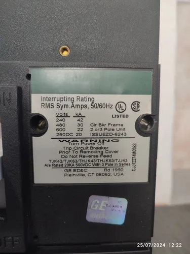 Breaker Tjk436f 3x400a 600v G.e