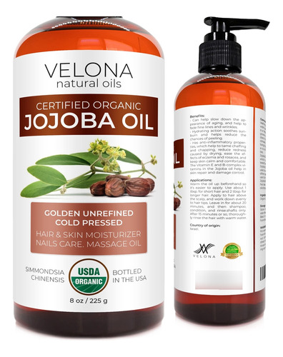 Velona Aceite De Jojoba Orgánico De 8 Onzas, 100% Puro, Si.