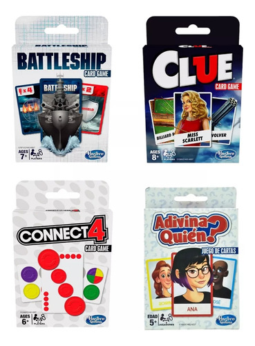 Juegos Cartas Clue Adivina Quien? Conecta 4 Battleship Set 4