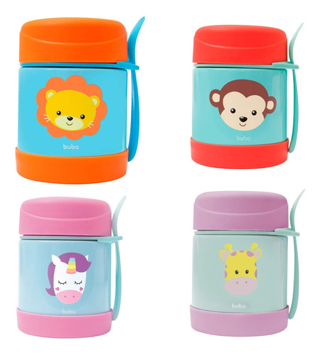 Pote Térmico Inox Infantil Comida Bebe Papin Animal Fun Buba