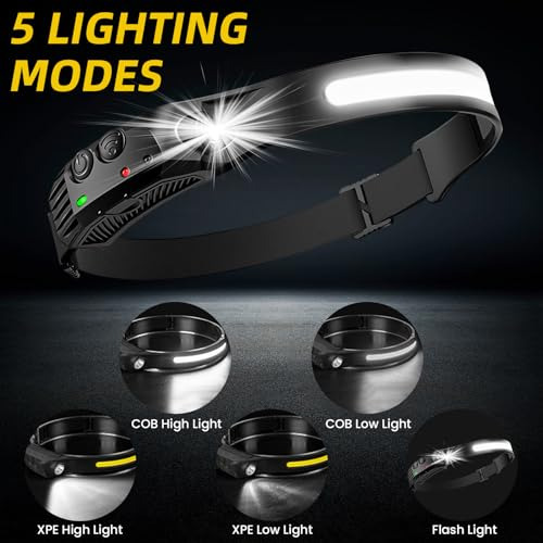 Linterna Frontal Led Recargable 2 Unidades, Cob230 Haz Ampli