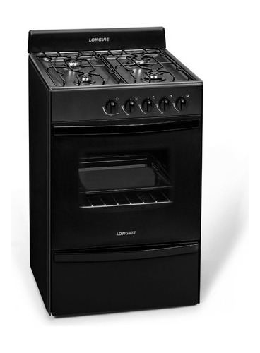 Cocina A Gas Longvie 12231g 56cm Grafito Cajón Parrilla