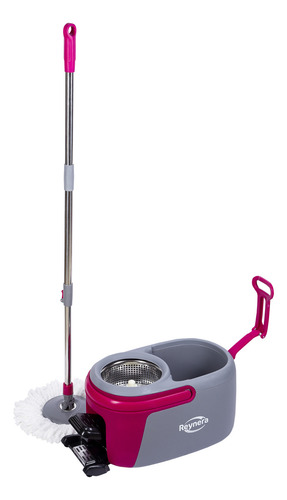 Gira Mop Trapeador Microfibra Y Cubeta + 2 Repuesto Reynera Color Magenta
