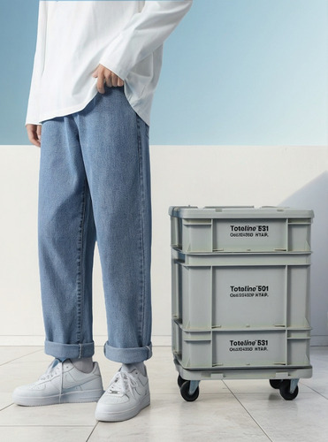 Tendencia Holgada Y Recta De Jeans Para Hombre
