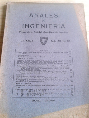 Anales De Ingeniería N° 458 1931 Carreteras De Colombia