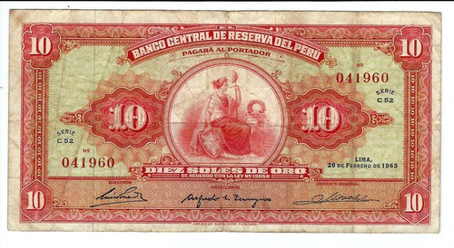 Perú - Billete 10 Soles De Oro 1965 - 041960.