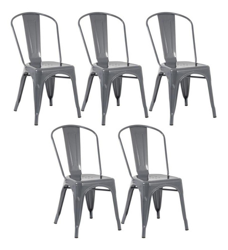 Kit 5 Cadeiras Cinza Escuro