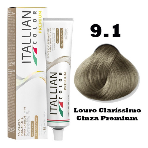  Coloração Itallian Color 60g Profissional Cores Diversas Tom 9.1 Louro Clarissimo Cinza Premium