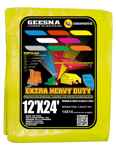 Lona Geesna Extra Heavy Duty (pesada) 12x24 Ft (3.6 X 7.2 M)