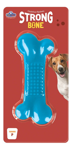 Brinquedo Mordedor Osso Flexível Strong Bone Pet P Cor Azul
