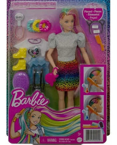 Barbie Fashionista, Peinado Arcoíris Animal Print
