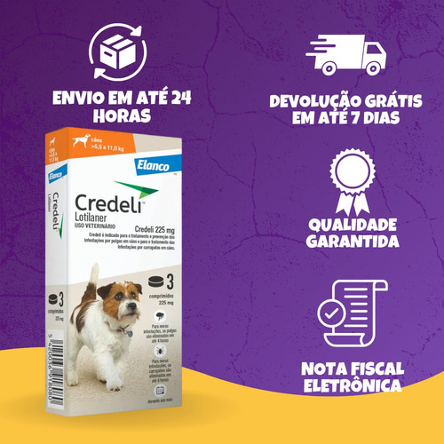 Credeli Antipulgas Carrapatos Cães 5,5-11kg 3 Comprimidos