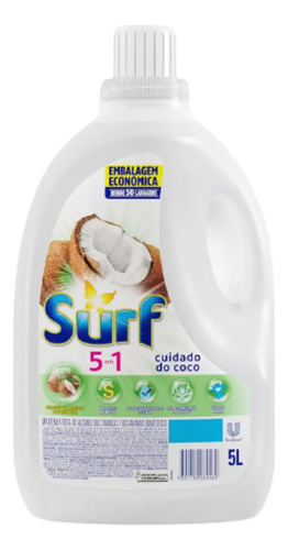 Sabão Líquido 5 Em 1 Cuidado Do Coco Galao 5 Litros Surf