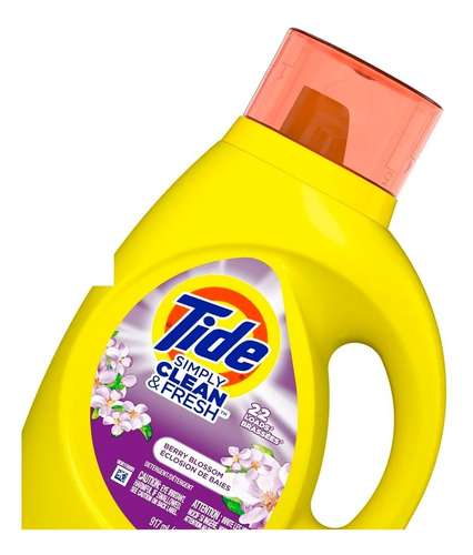 Imagen 5 de 5 de Jabón Líquido Tide Simply Clean & Fresh Original Floral Botella 917 ml