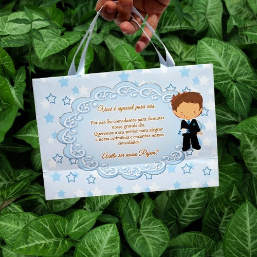 5 Sacolinhas Personalizada Casamento Daminha Pajem