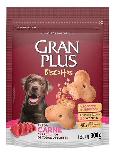 Gran Plus Biscoito Cao Ad Carne 300g