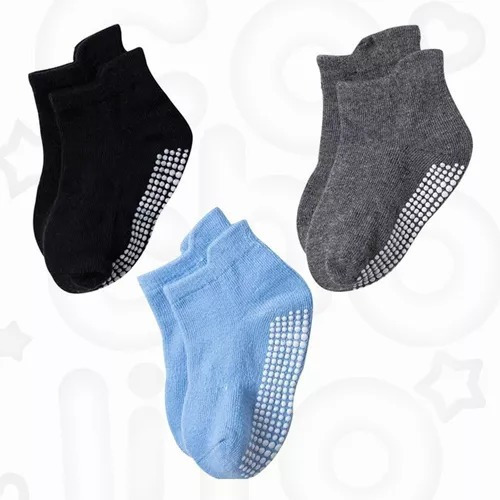 Pack O Lote 3 Pares Calcetines Antideslizantes Bebés Y Niños