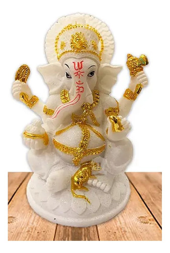 Dios Ganesh Blanca En Poliresina 7 Pulgadas Ji2118