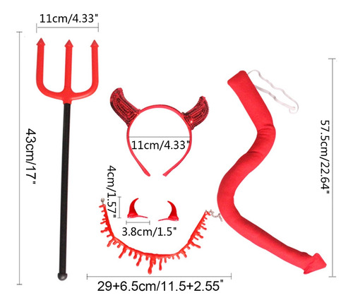 Set De Disfraz Con Cuernos De Diablo, Diadema En Forma De Co