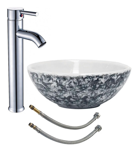 Combo Griferia Monocomando + Bacha Porcelana Baño Sofy Gris 