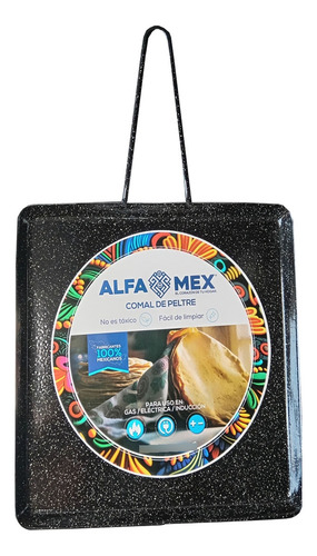 Comal De Peltre Cuadrado Alfamex Negro 24 Cm