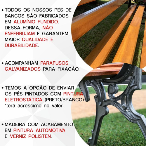 Banco De Jardim Praça 9 Réguas Pés Em Alumínio Fundido