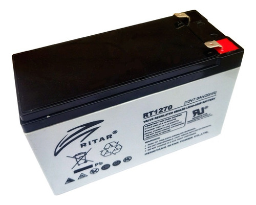 Batería 12v 7ah Ritar Rt1270 Para Ups Alarma Carritos Etc