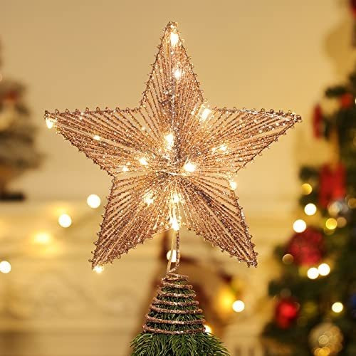 Lewondr Christmas Star Tree Topper, Batería Powered 3yk1 S