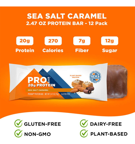 Probar - Barra De Proteinas, Caramelo De Sal Marina, Sin Omg