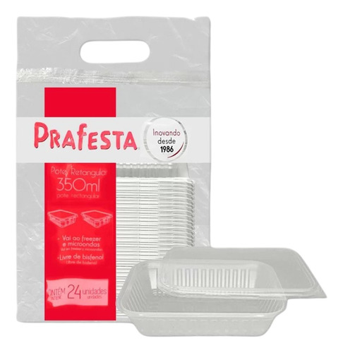 Pote Micro E Freezer 350ml Prafesta C/48u Marmita Fitness Cor Transparente